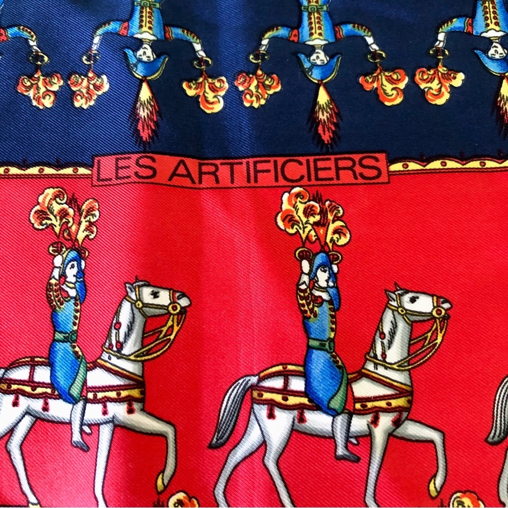 Vintage Authentic Hermès Silk Scarf 90cm Les Artificiers - Picture 5 of 10